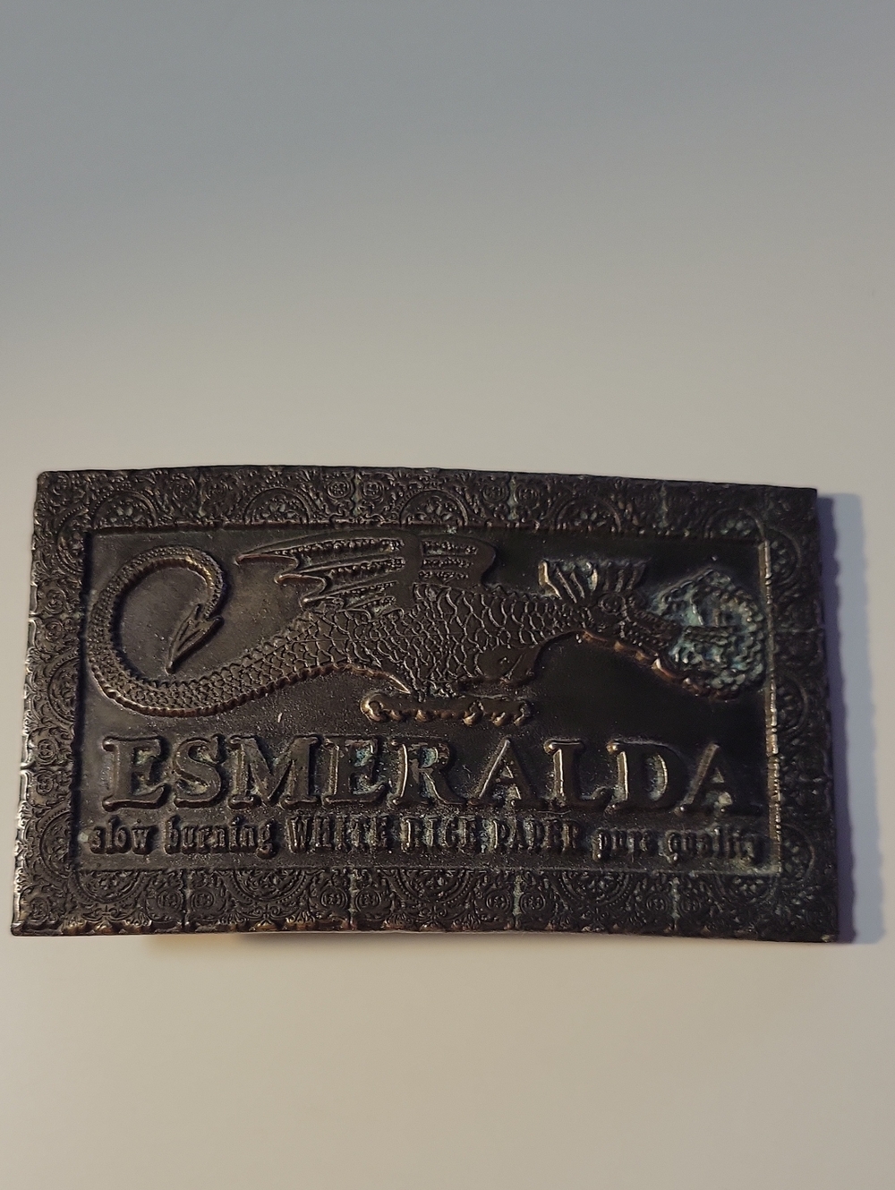 Esmeralda Embossed Metal Belt Buckle Dark Bronze